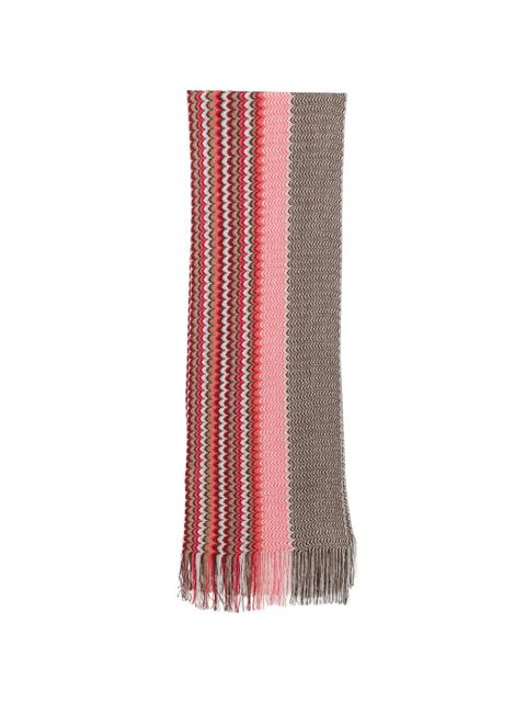 Missoni zigzag-pattern fringed scarf - Pink - zdjęcie produktu nr 1