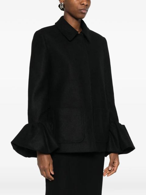 Moschino ruffle-sleeve coat - Black