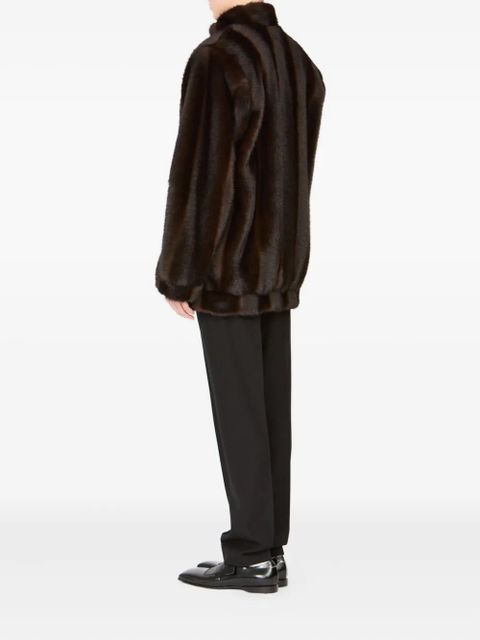 MM6 Maison Margiela faux-fur high-collar jacket - Brown - zdjęcie produktu nr 2
