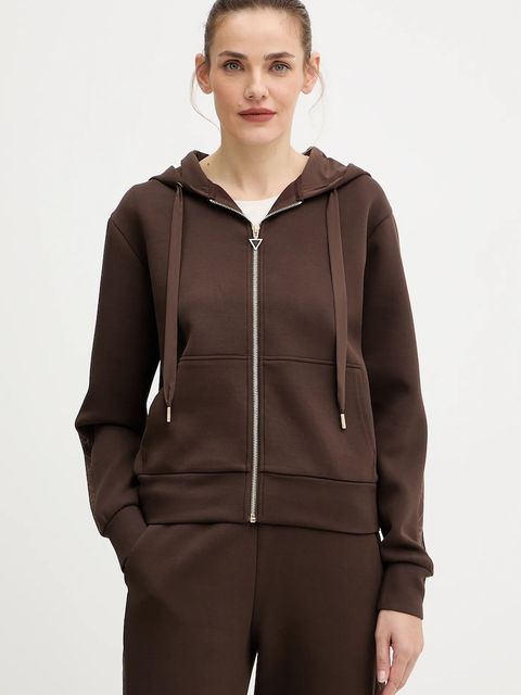 Guess bluza damska kolor brązowy z kapturem z aplikacją W5YQ05 KBYE2 - zdjęcie produktu nr 1