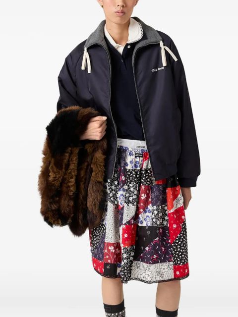 Miu Miu reversible embroidered-logo bomber jacket - Blue