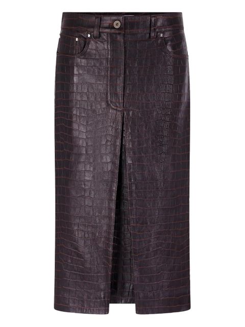 Rabanne crocodile-effect leather skirt - Brown - zdjęcie produktu nr 1