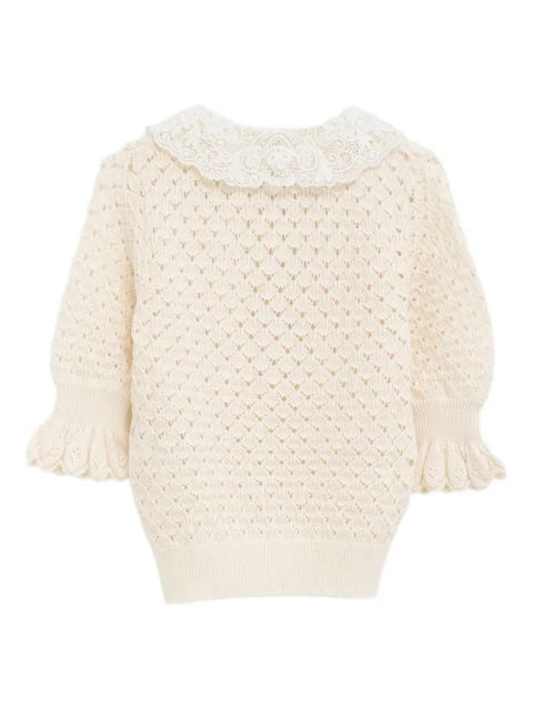 Chloé lace-collar open-knit sweater - White