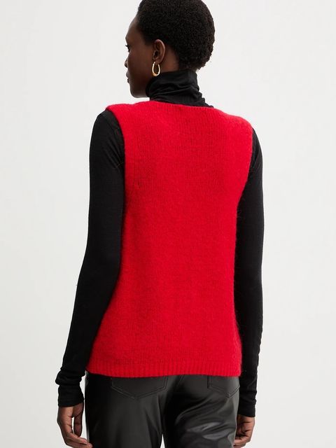 Morgan kamizelka z domieszką wełny damski kolor czerwony MROUGE