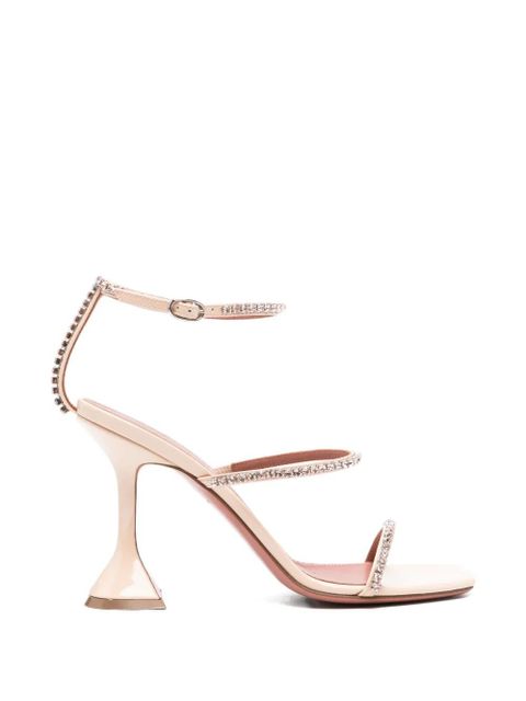 Amina Muaddi Gilda crystal-embellished ankle-strap sandals - Neutrals - zdjęcie produktu nr 1