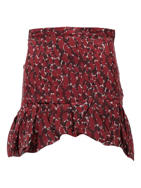 Saint Laurent ruffled abstract-print mini skirt - Red - zdjęcie produktu nr 1