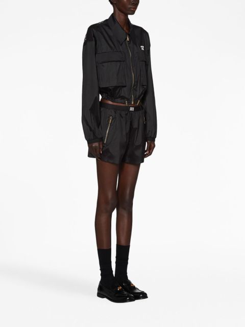 Miu Miu logo waistband track shorts - Black