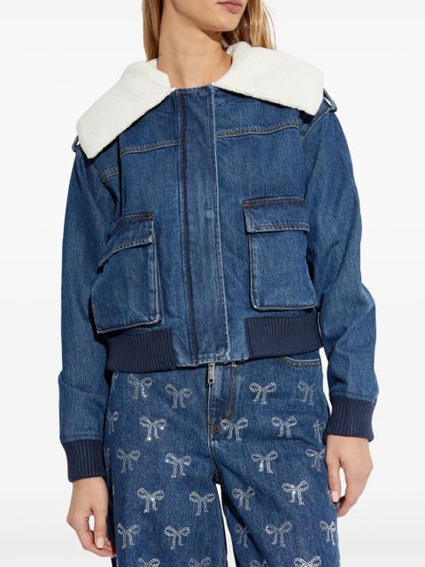 Self-Portrait denim bomber jacket - Blue - zdjęcie produktu nr 2