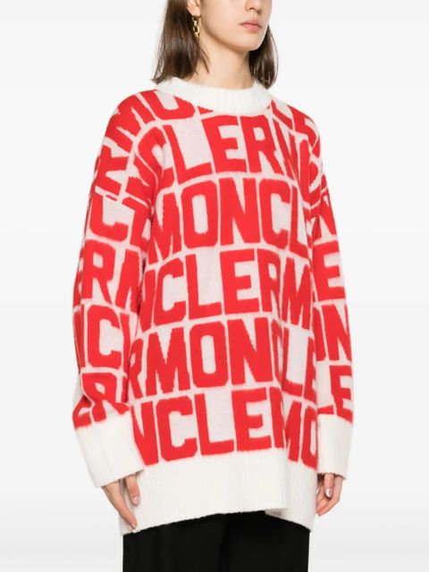Moncler logo-jacquard wool jumper - White