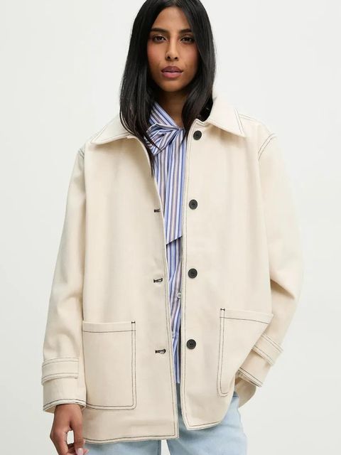 Answear.LAB kurtka koszulowa bawełniana kolor beżowy przejściowa - zdjęcie produktu nr 1