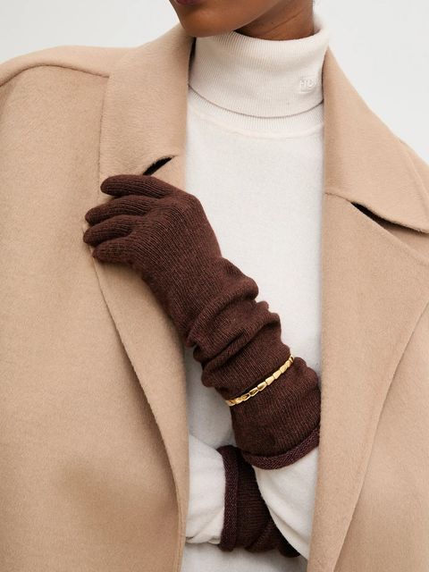 Answear.LAB rękawiczki z dodatkiem wełny damskie kolor brązowy