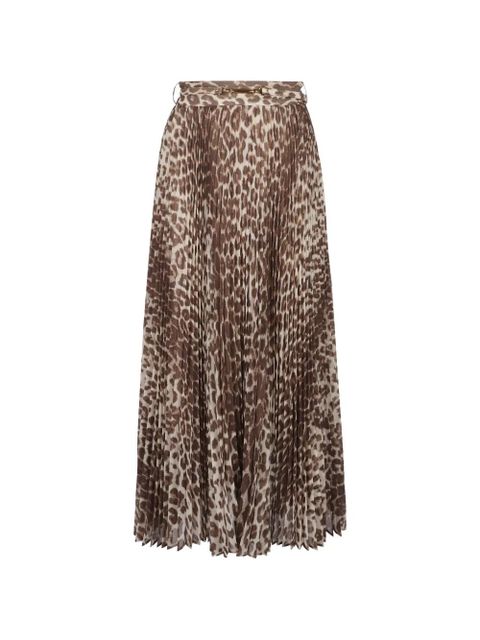 ZIMMERMANN Sunray leopard-print pleated skirt - Brown - zdjęcie produktu nr 1