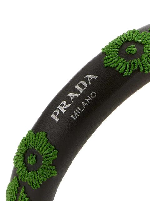 Prada floral-embroidered hair band - Black
