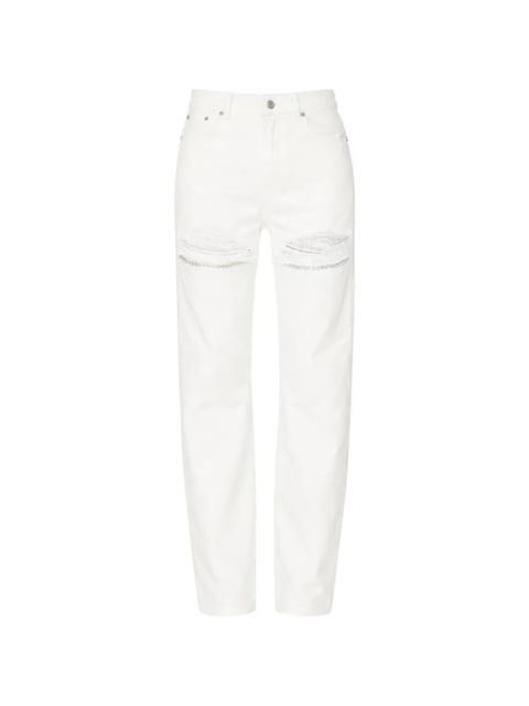 AREA crystal-embellished ripped jeans - White - zdjęcie produktu nr 1