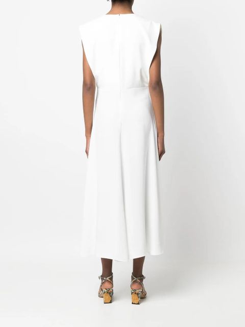 Yves Salomon sleeveless V-neck midi dress - White