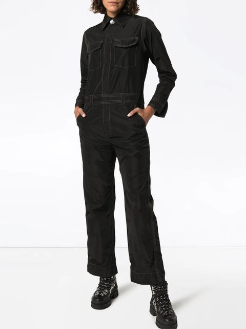 GANNI contrast stitch utility jumpsuit - Black