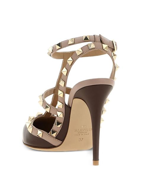 Valentino Garavani 100mm Rockstud Caged leather pumps - Brown