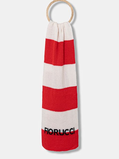 Fiorucci szalik wełniany Logo Alpaca damski kolor czerwony wzorzysty W02FPASC470KN11RD02 - zdjęcie produktu nr 1
