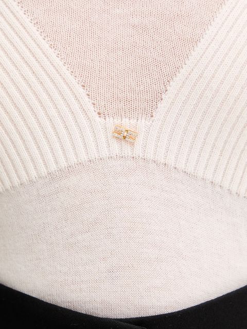 Elisabetta Franchi sweter z dodatkiem wełny damski kolor beżowy lekki MK35S57E2