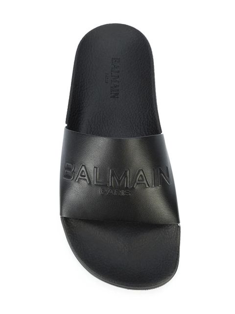 Balmain embossed logo slides - Black