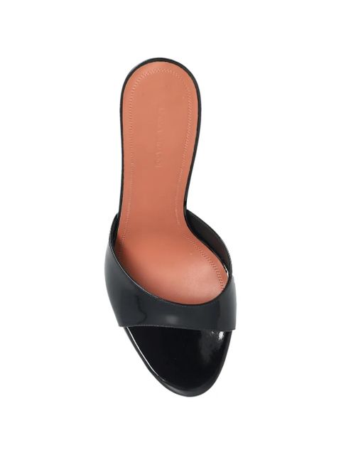 Amina Muaddi Elodie patent sabdals - Black
