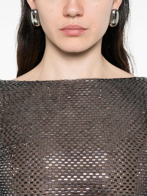 Self-Portrait embellished long-sleeved blouse - Black