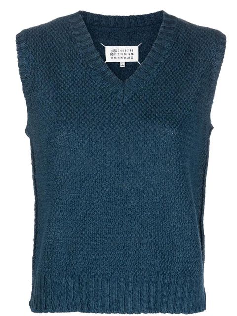 Maison Margiela basket-weave sleeveless sweatshirt - Blue - zdjęcie produktu nr 1