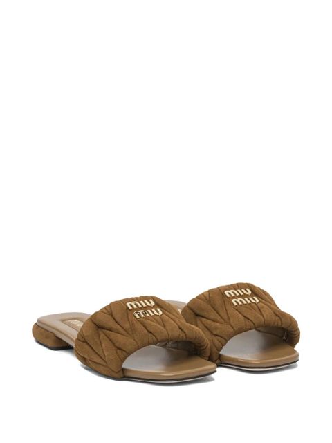 Miu Miu Matelassé suede sandals - Brown - zdjęcie produktu nr 2