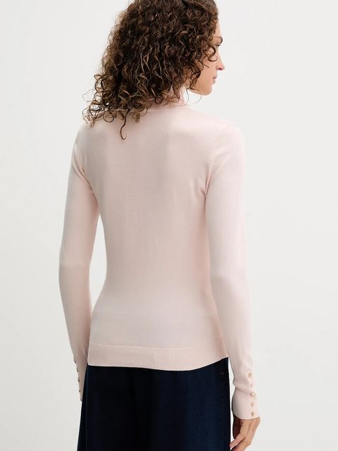 Fracomina sweter damski kolor beżowy lekki z golfem FR25WT7001K42101