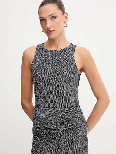 Patrizia Pepe sukienka kolor srebrny midi prosta 2A2990 J340