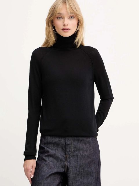 BOSS sweter wełniany damski kolor czarny lekki z golfem 50548298 - zdjęcie produktu nr 1