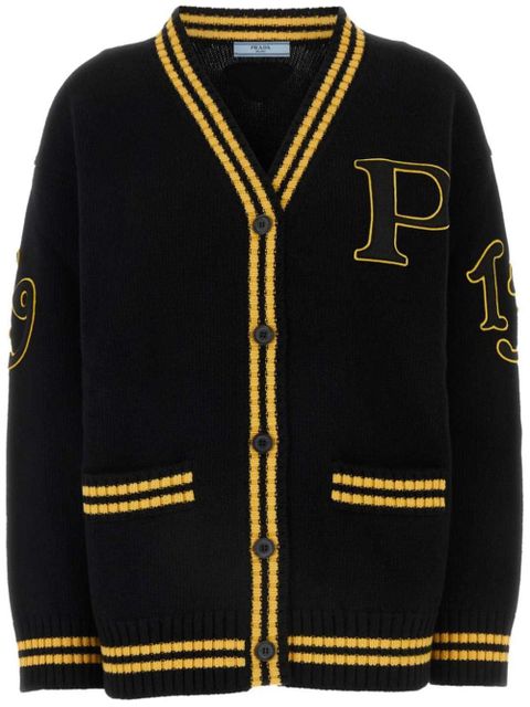 Prada logo-appliquéd cardigan - Black - zdjęcie produktu nr 1