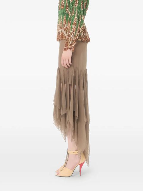 Valentino Garavani asymmetrical chiffon skirt - Green