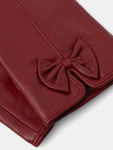 Answear.LAB rękawiczki skórzane damskie kolor bordowy - zdjęcie produktu nr 2