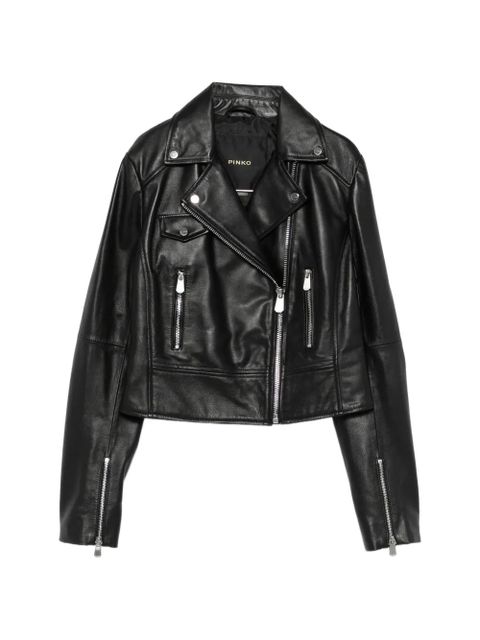 PINKO zip leather jacket - Black - zdjęcie produktu nr 1