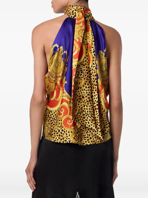 Versace baroque-print halterneck top - Yellow