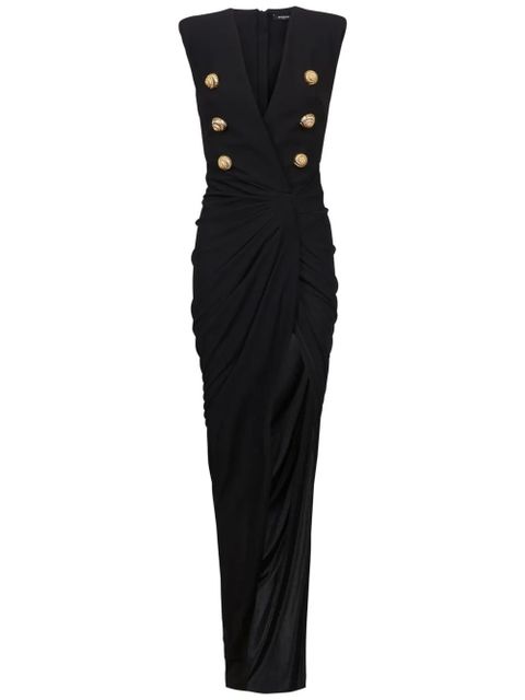 Balmain tailored crepe long dress - Black
