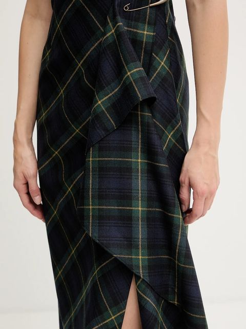 Luisa Spagnoli sukienka z dodatkiem wełny kolor granatowy midi rozkloszowana 542289