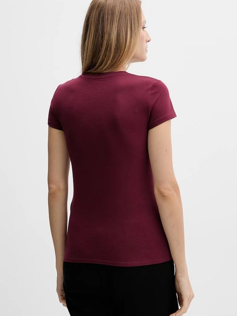 Armani Exchange t-shirt bawełniany damski kolor bordowy XW001357 AF10356