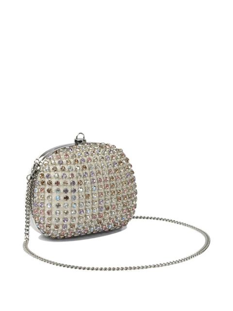 Self-Portrait crystal-embellished clutch bag - White