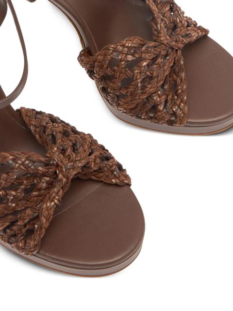 Casadei 100mm woven heeled sandals - Brown