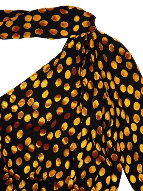 Saint Laurent one-shoulder polka-dot mini dress - Black