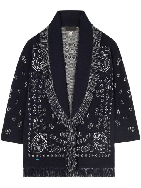 Alanui Bandana jacquard cashmere cardigan - Blue - zdjęcie produktu nr 1