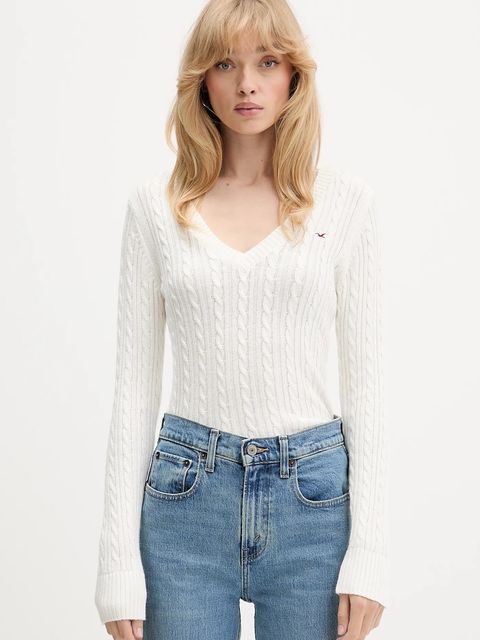 Hollister Co. sweter damski kolor beżowy lekki KI350-5132 - zdjęcie produktu nr 1