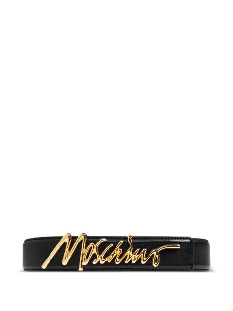 Moschino signature leather belt - Black - zdjęcie produktu nr 1