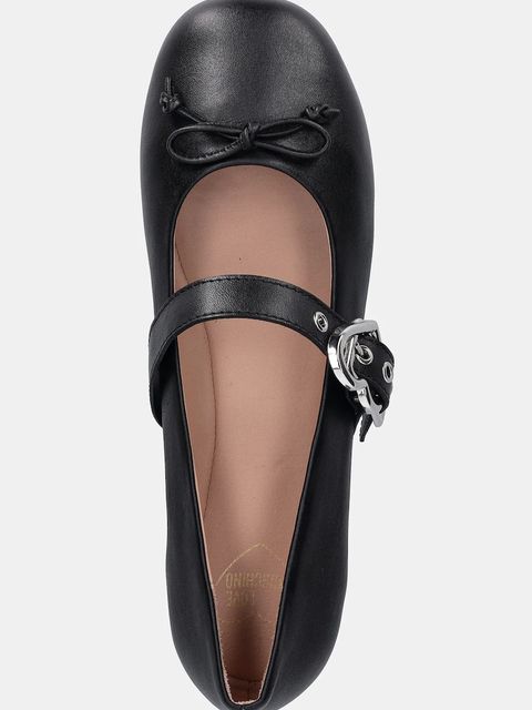 Love Moschino baleriny skórzane kolor czarny JA11091G1NIE000A