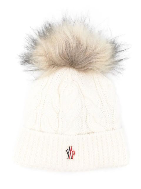 Moncler Grenoble pompom-detail beanie hat - White - zdjęcie produktu nr 1