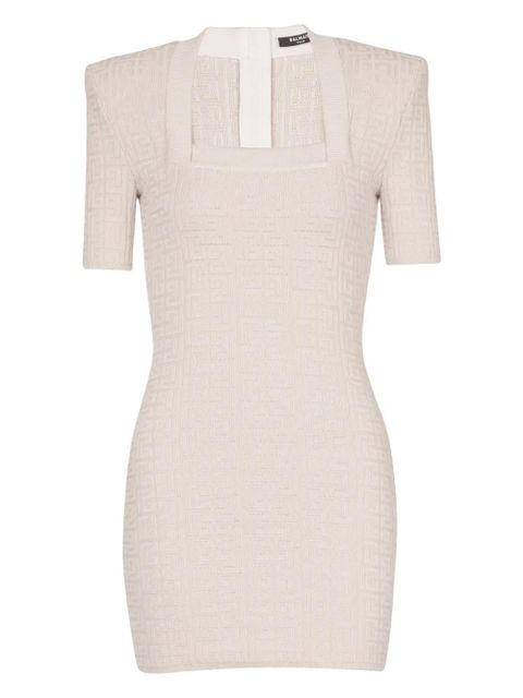 Balmain labyrinth-knit mini dress - Neutrals - zdjęcie produktu nr 1