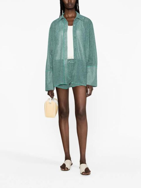 Oséree Lumiere lurex shorts - Green - zdjęcie produktu nr 2
