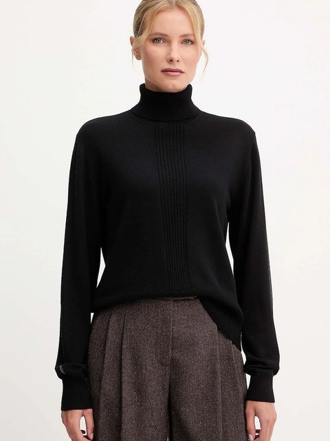 Patrizia Pepe sweter wełniany damski kolor czarny z golfem 2K0340 KM36 - zdjęcie produktu nr 1